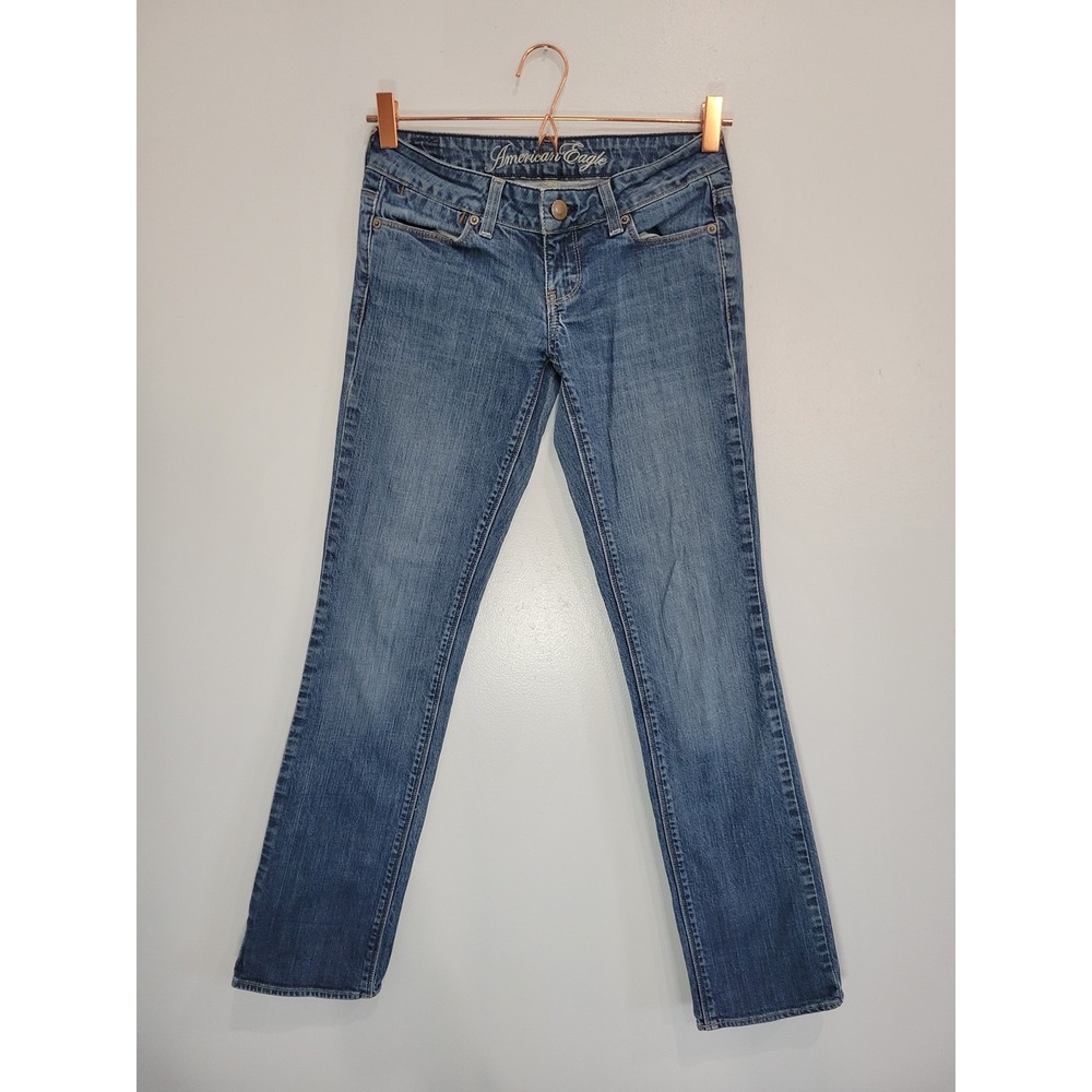 American Eagle Outfitters Womens Jeans Sz 2‎ Regular 77 Straight Leg Medium Wash